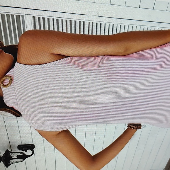 NWT V NECK STRIPED BUTTON DOWN - Picture 3 of 3